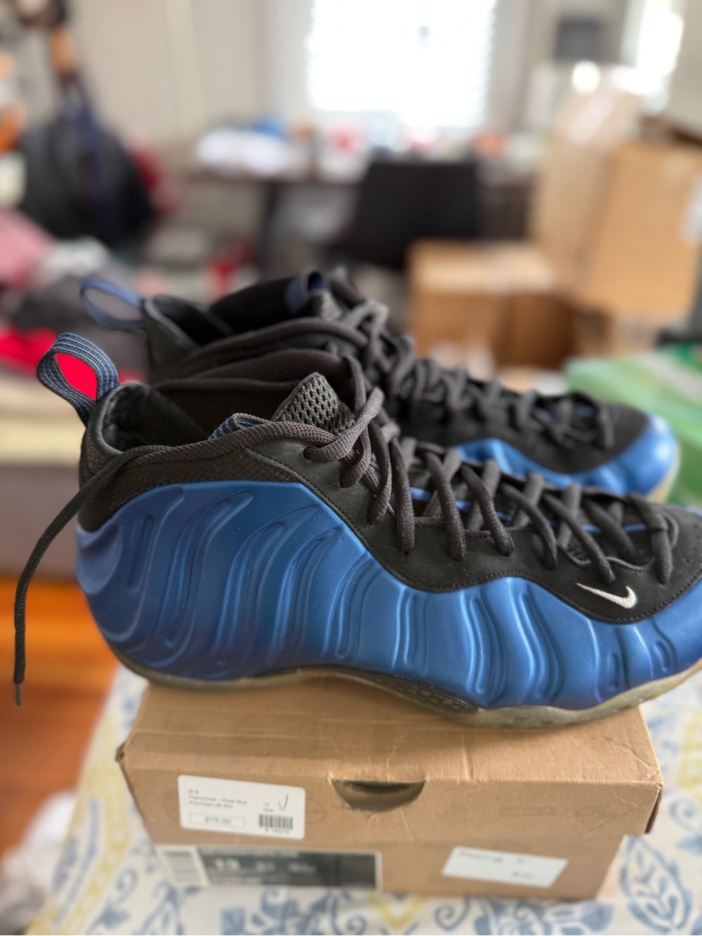 Nike Metallic Blue and Black Foamposite One Sneakers - Picture 4 of 5